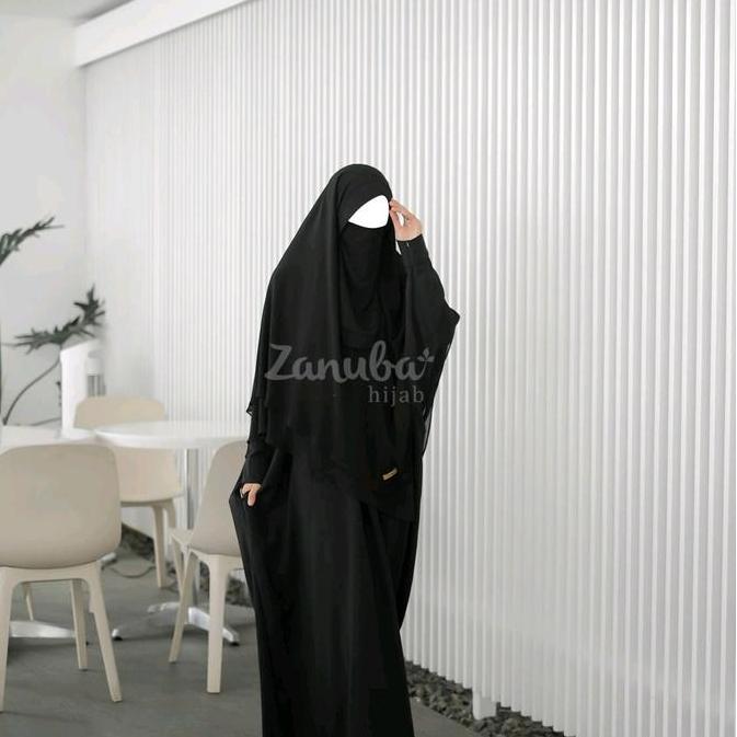 abaya batwing by zanuba basic abaya Muslim Gamis Dress Wanita Turki Syari Hitam Simple Crinkle Airfl