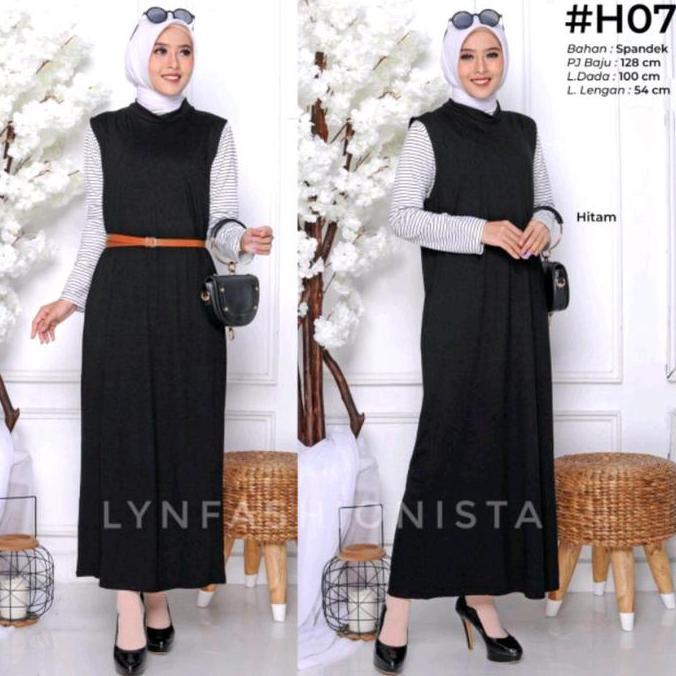 MANSET GAMIS WANITA MUSLIM TANGAN BUNTUNG BAHAN KAOS SPANDEK TEBAL STRETCH/H07 Terlaris