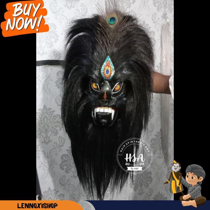 Topeng Ganongan/Topeng Bujang Ganong Mata Kaca Full Hitam [Br 1111]