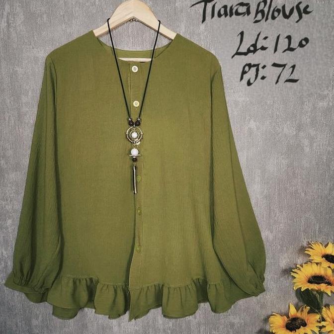 Tiara Blouse Atasan Jumbo Wanita Kemeja Blus Ld120 Bigsize Hijab Muslimah Fashion Baju Wanita Tebal 