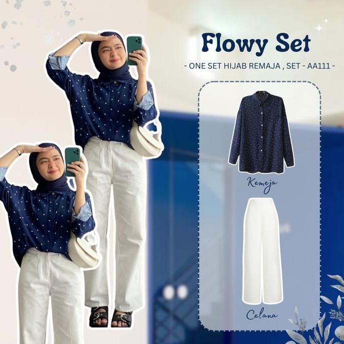 Flowy Set 2in 1 One Set Hijab Wanita Kekinian Outfit Remaja Outfit Pinterest OOTD Cewe bumi Kekinian
