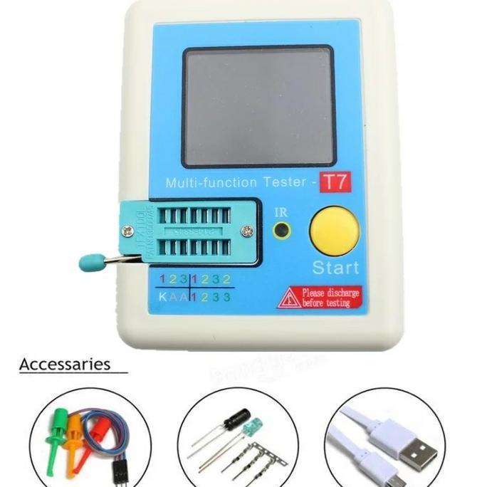 Transistor Tester T7 Dioda Triode Kapasitansi Meter LCR ESR Meter NPN