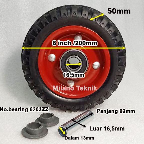 Roda Troli 8" Wheel Only Roda Karet Roda Gerobak Roda Kembang 8 inchi/ pcs