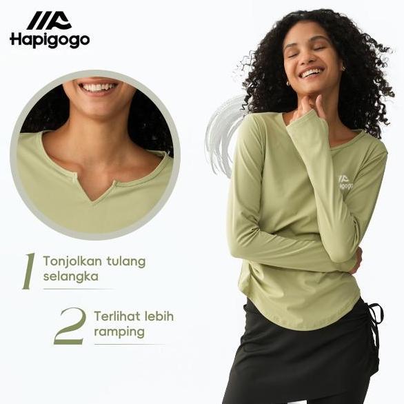 TERLARIS - [Hapigogo] Atasan olahraga lengan panjang model longgar Baju yoga lengan panjang longgar 
