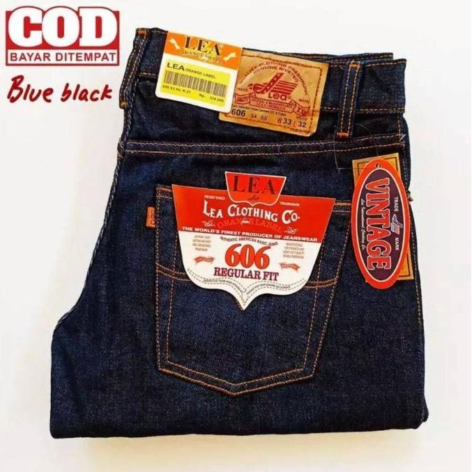 Celana Jeans Panjang Standar Jumbo Lea 606 Reguler Warna Hitam Blue Black