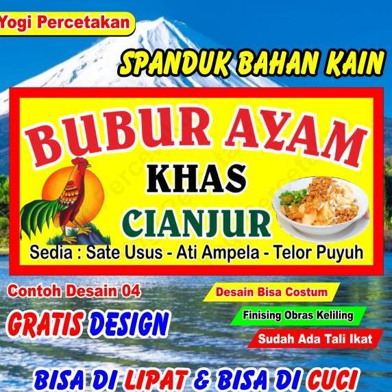 Diskon Spanduk Kain Bubur Ayam Costum Bebas Desain Bisa Reques Tulisan Apa Saja, Bubur Ayam