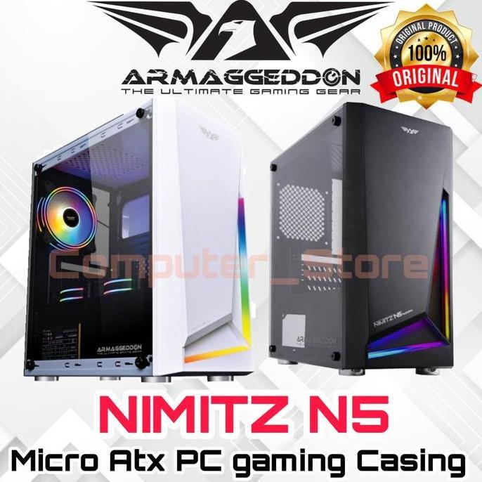 Casing Gaming Pc Armageddon Nimitz N5 Aurora Micro Atx Matx M-Atx With Tampered Glass Side Samping K