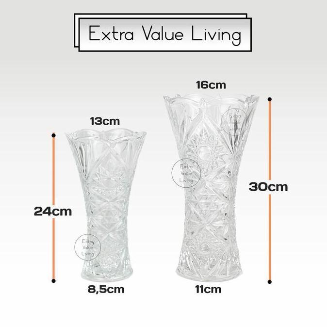 Vas Kristal Vas Bunga Kaca Kristal 30 CM Bohemian Vas Kristal Estetik Clear Bening