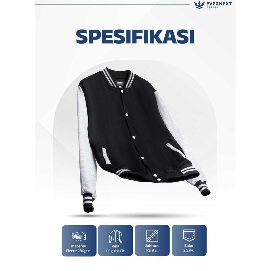 Evernext - Jaket Varsity Pria Dallas Jaket Cowok Baseball Jaket Fleece Jaket Casual Pria