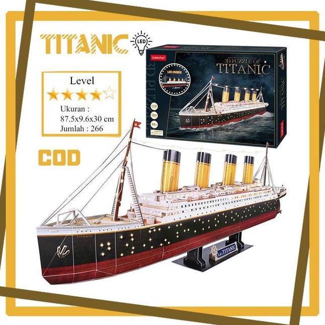 Cubicfun Kapal Titanic Led 3D Puzzle Hadiah Mainan Anak Games Permainan Toys
