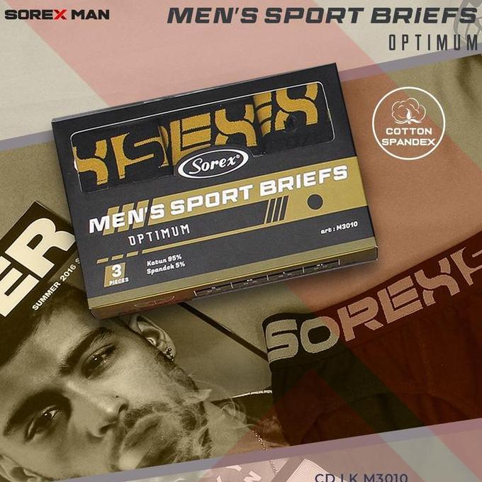 (1 Kotak Isi 3 Pcs) Sorex Cd MenS Sport Briefs Cd Lk M 3010 Nyaman Pria