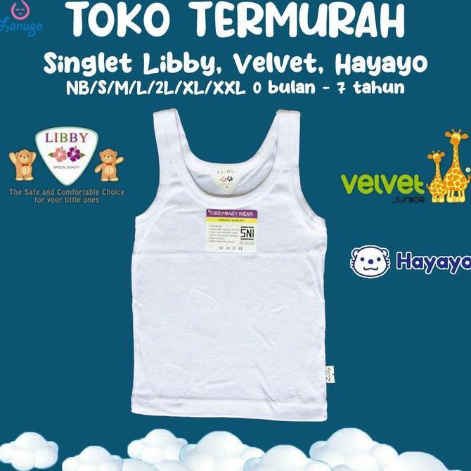 LIBBY VELVET JUNIOR Singlet / Kaos Dalam Anak Putih | Baju Anak / Kaos Anak / Kaos Dalam Velvet Juni