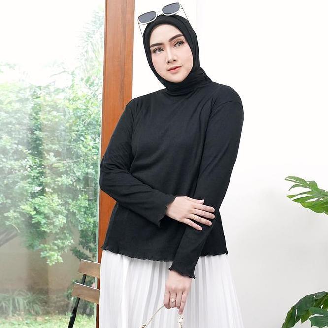 Manset Baju Inner Rajut Knit Turtlene Wanita Jumbo Lengan Panjang Pendek Dalaman Outer Bsize Anna