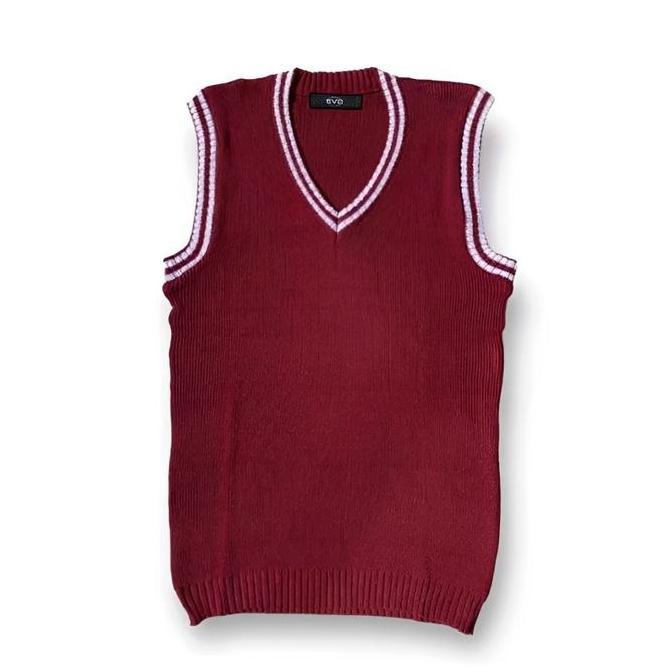 Evo | Vest Knit School Premium | Rompi Rajut Strip Polos Pria Korean Style Casual Tebal