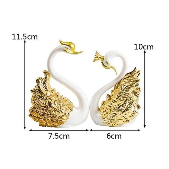 Promo Vixplorn Pajangan Sepasang Angsa/Sepasang Angsa Gold /Plastik Silver Hiasan Flaminggo Pajangan