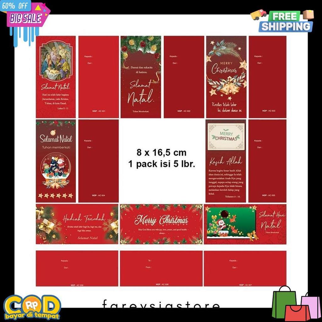 Wajib Punya Angpao Natal Isi 5 Amplop Natal Merah Motif Natal Murah