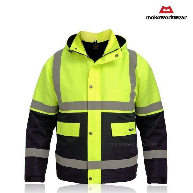 Jaket Safety Outdoor Orange Navy Mokoworkwear Kerja Kombinasi