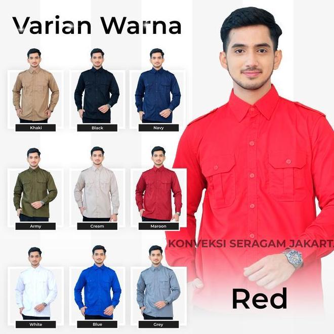 Pdl Baju Kemeja Seragam Kerja Pakaian Dinas Lapangan Merah Bisa Bordir