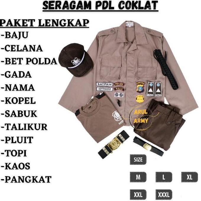 ! Baju Seragam Pdl Pdh Coklat Satpam Security Seragam Coklat Satpam Terbaru Paket Lengkap Fullset Se