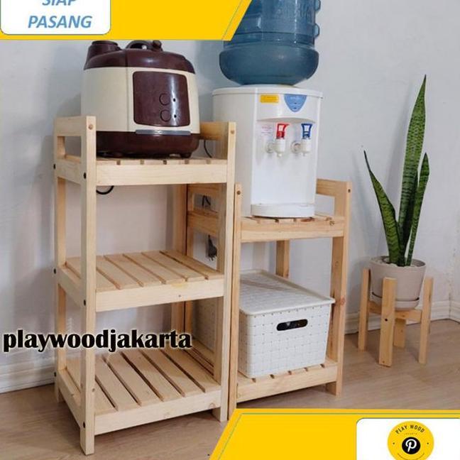 Rak Rice Cooker Dan Dispenser Rak Susun Serbaguna Kayu Jati Belanda