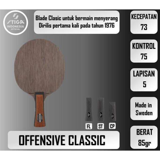 Kayu Blade Pingpong ITTF Original STIGA Offensive Classic