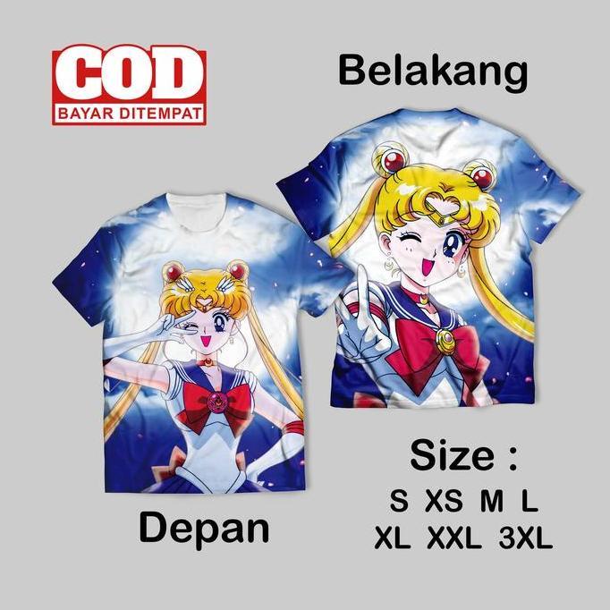 Kaos FullPrint Anime | AOP SAILOR MOON  Depan Belakang