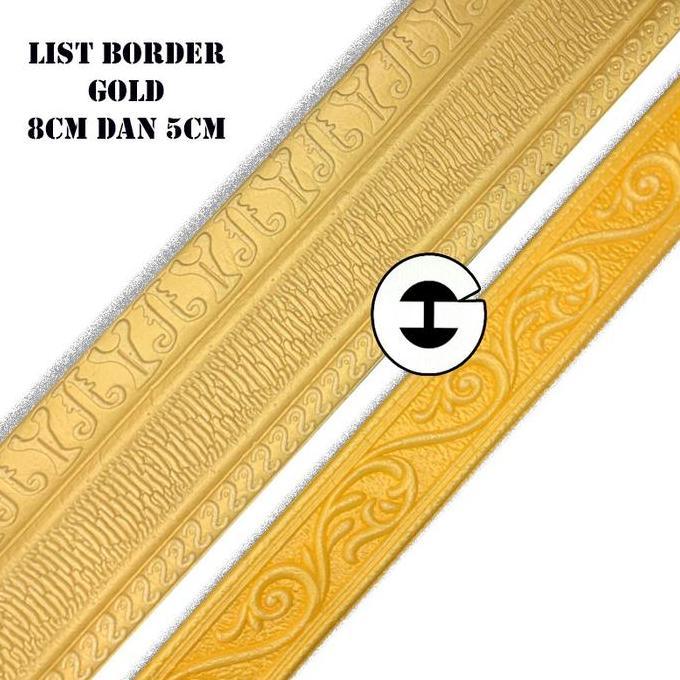 Promo (Cod) Eg Wallpaper List Gold Foam 3D Wallborder 8Cm & 5Cm Stiker Dinding 3D Nyata Lem Sendiri 