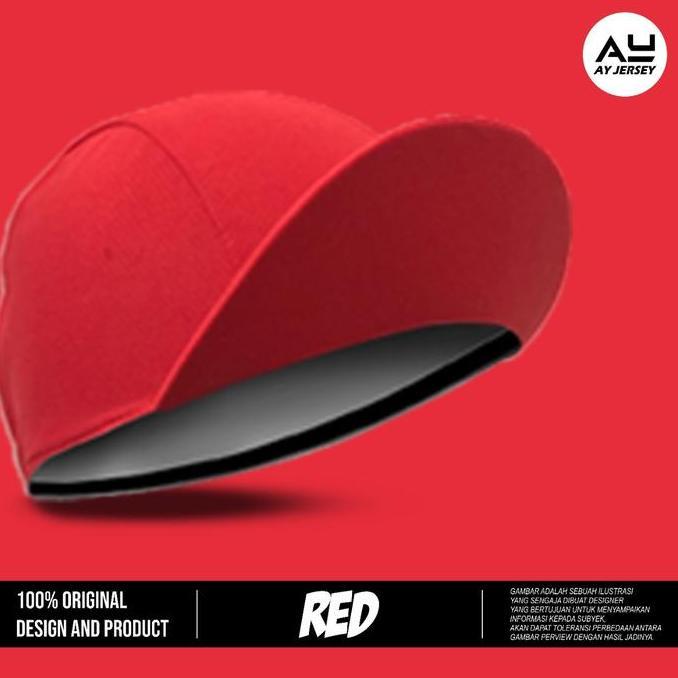 CYCLING CAP MERAH POLOS (TOPI SEPEDA)