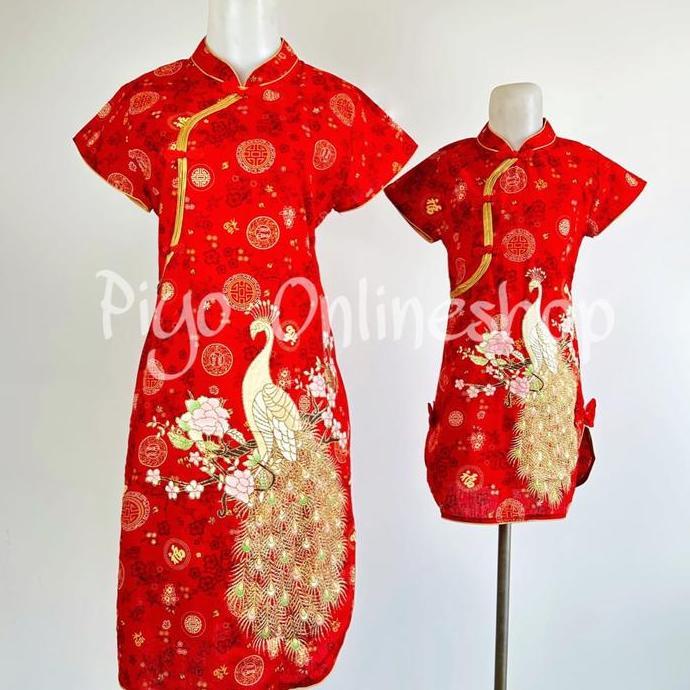 Dress Cheongsam Wanita Bunga Bambu (Khusus Grosir)