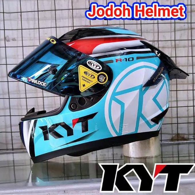 KYT HELM R10 MOTIF AQUA MARINE PAKET GANTENG Terlaris