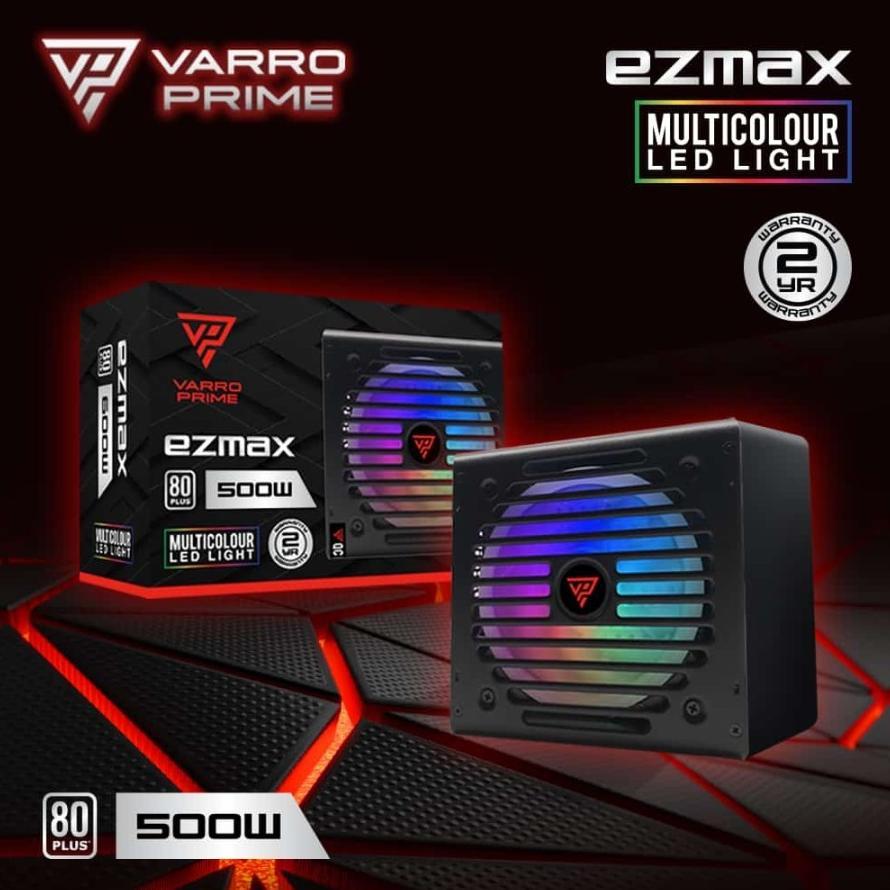 Power Supply Varro Ezmax 500W RGB 80+ Silent Fan Power supply