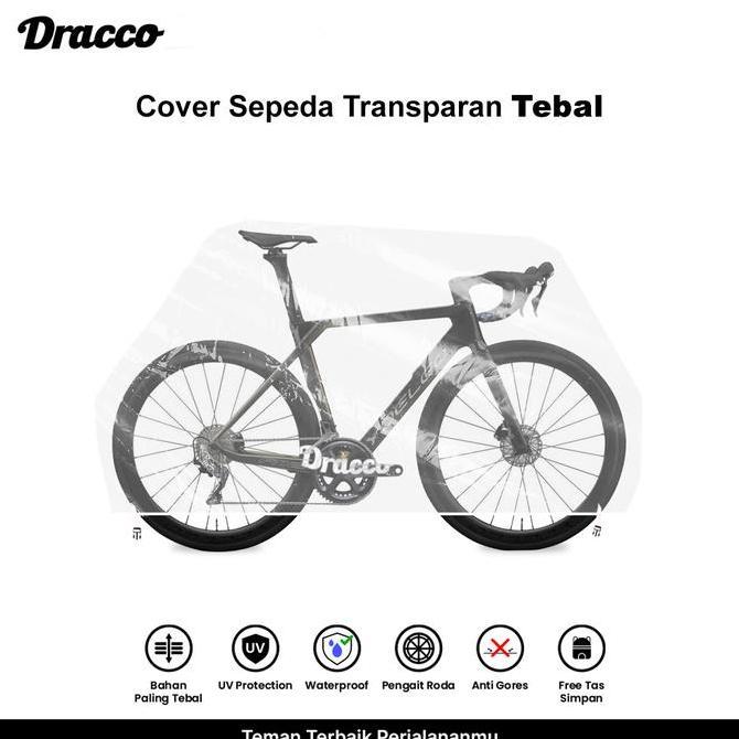 DRACCO sarung sepeda YOELEO cover roadbike transparan tebal waterproof anti debu free tas simpan