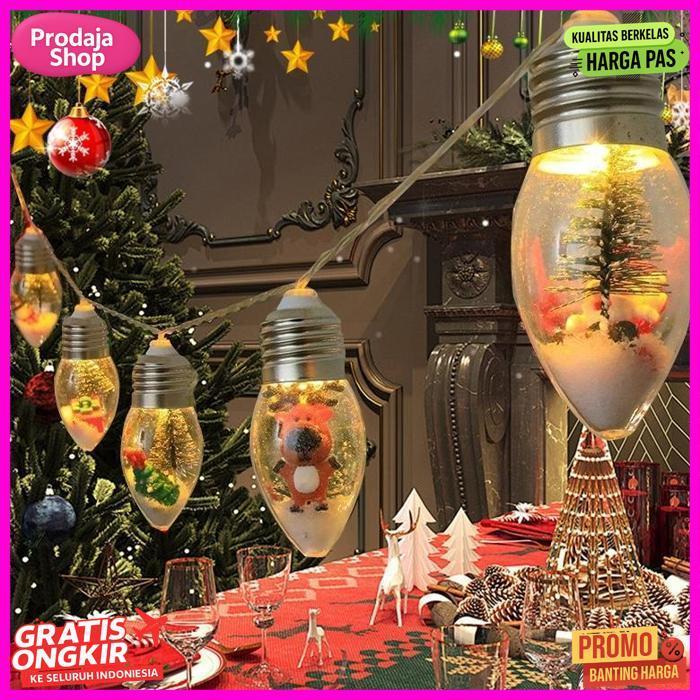 Premium Lampu Hias Natal Led 2 Meter 10 Lampu / Pohon Natal Botol Kaca Boneka Dekorasi