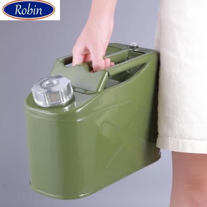 jerigen murah 5 liter besi bbm tempat bensin solar genset free corong