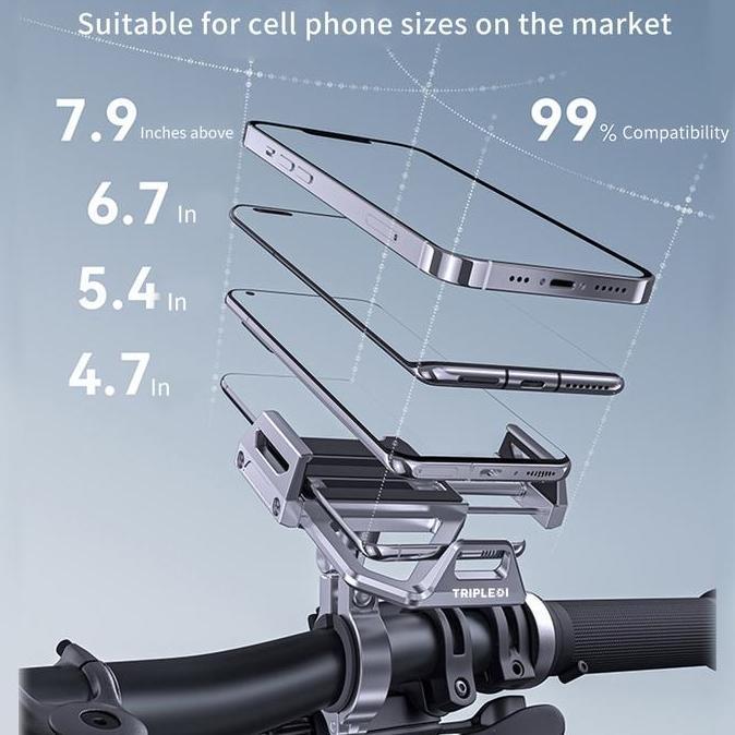 Lazzbuina - Tripledi Holder Hp Aluminium Td105 Phone Stand Sepeda Motor