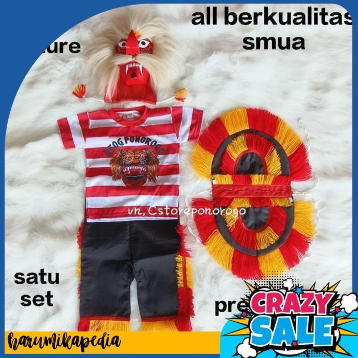 Baju Reog Anak Satu Set / Baju Ganong / Baju Reog / Baju Setelan / Kostum Ganong / Ganongan / Topeng