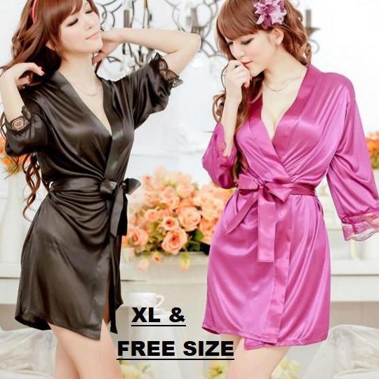 DV131 - Baju tidur kimono pajamas lingerie Sutra imitasi