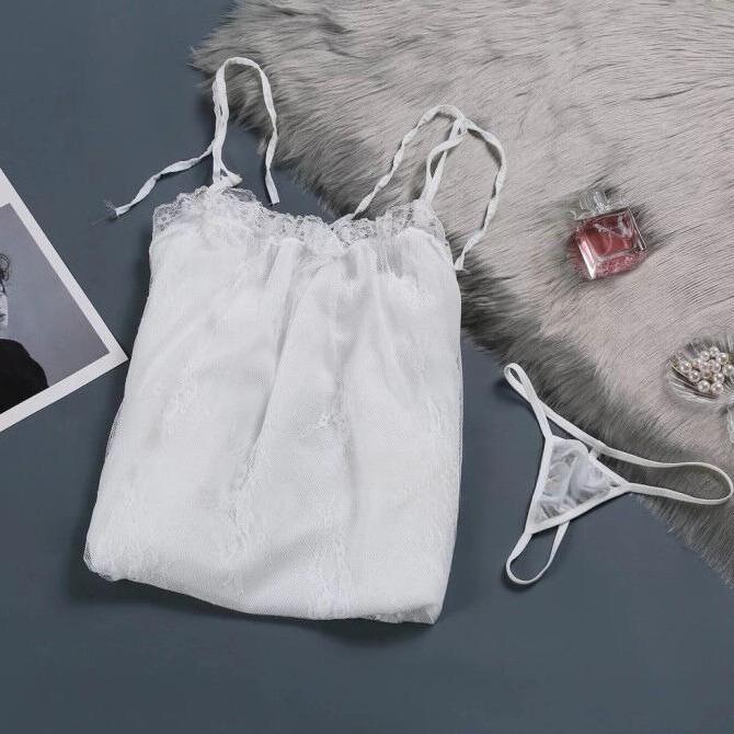 DS243 >> [PERPAJ] Baju Tidur Piyama  Dress Lingerie Wanita Dewasa Fit Daster Panjang Polos Renda Bru