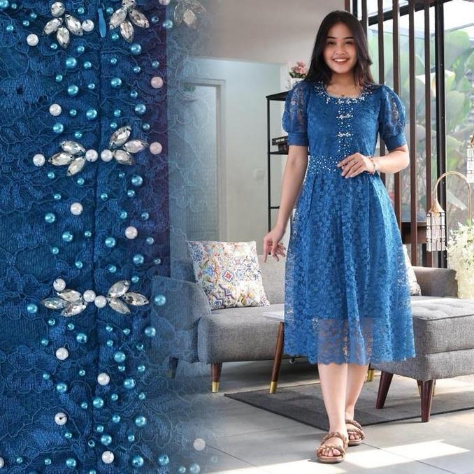 DI122 - TAMARA-New dress gisella brokat 2025 dress payet busui cocok untuk seragaman natal / dress m