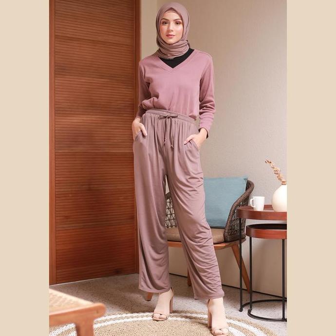 DB239 - JV Hasanah Culottes Loose Pants Jersey - Celana Kulot Lurus celanakulot