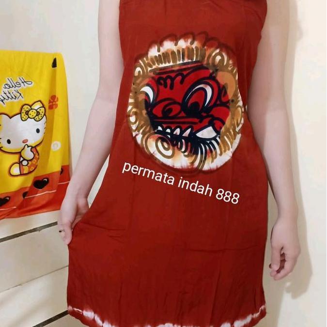 DV183 - daster wanita tank top bali/tali motif barong lukis size  M,L, XL, XXL bahan tebal dan adem