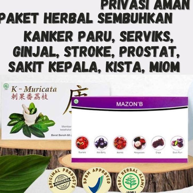 Obat Herbal Kanker Paru Serviks Usus HIV TBC MAZON B dan K Muricata Biomazo Neomorica Emoleaf Curmaz