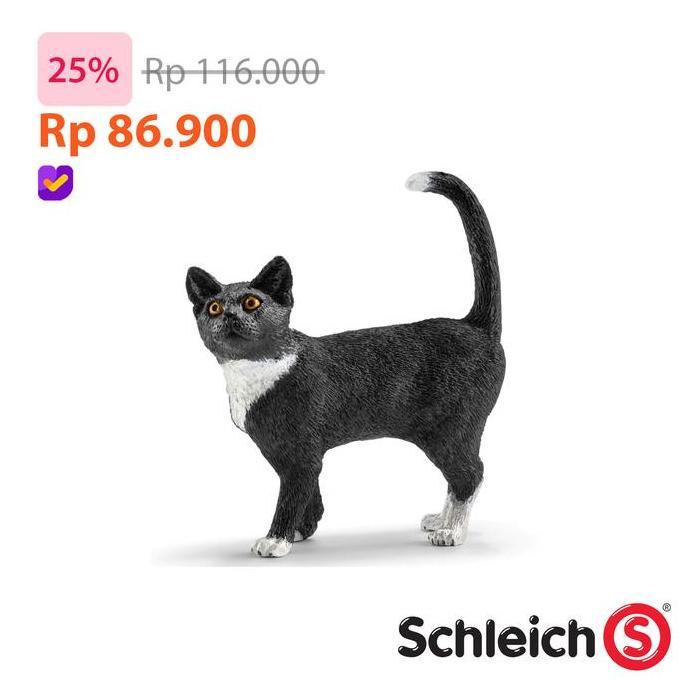 Schleich Cat Standing - Animal Figure Koleksi Mainan Pajangan Hewan High Quality 13770
