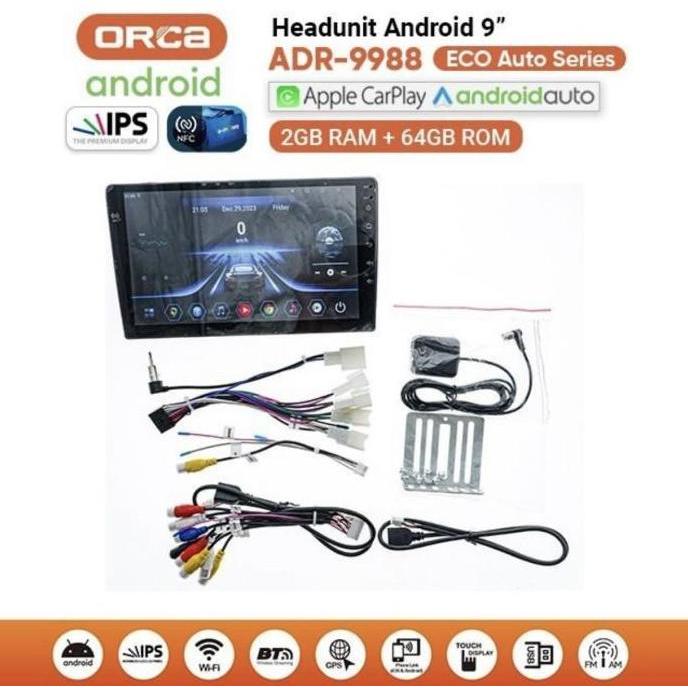 ORCA ADR-9988 Android 9 inch Head Unit Double Din Tape Mobil Audio