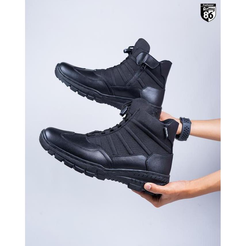 ARMY86 PDL Cygnus sepatu pdl tactical pendek lantas / sepatu safety boots shoes pria hitam Kerja