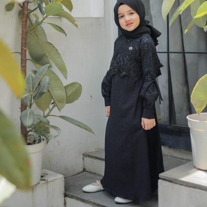 Syanas Dress Premium - Pakaian Muslim Anak Perempuan Casual Nyaman Tile Pashmina Gamis Baju Wanita C