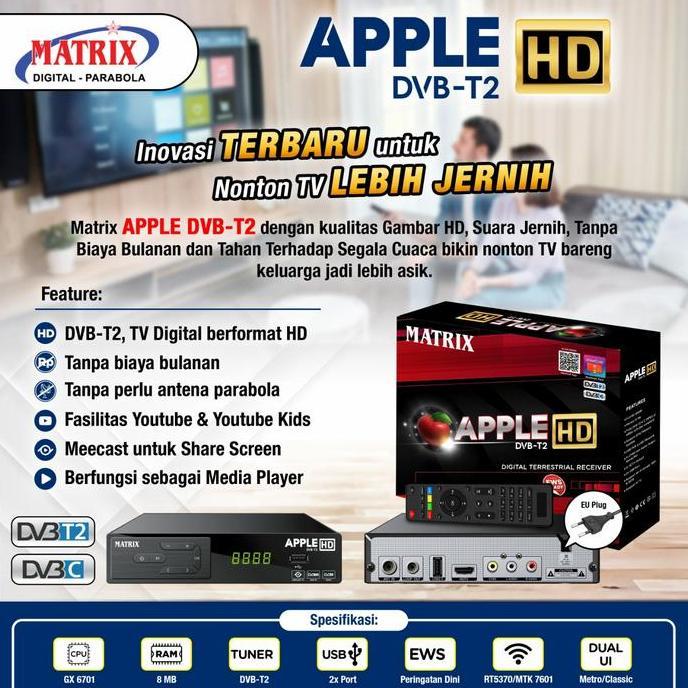 RECEIVER TV SET TOP BOX DVB-T2 MATRIX APPLE / RECEIVER MATRIX DVB-T2