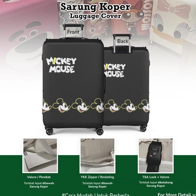 Disney Mickey Mouse 09 - Sarung Koper Luggage Cover 20-32 Inch Bahan Aglatex OEKO-TEX dengan Pilihan