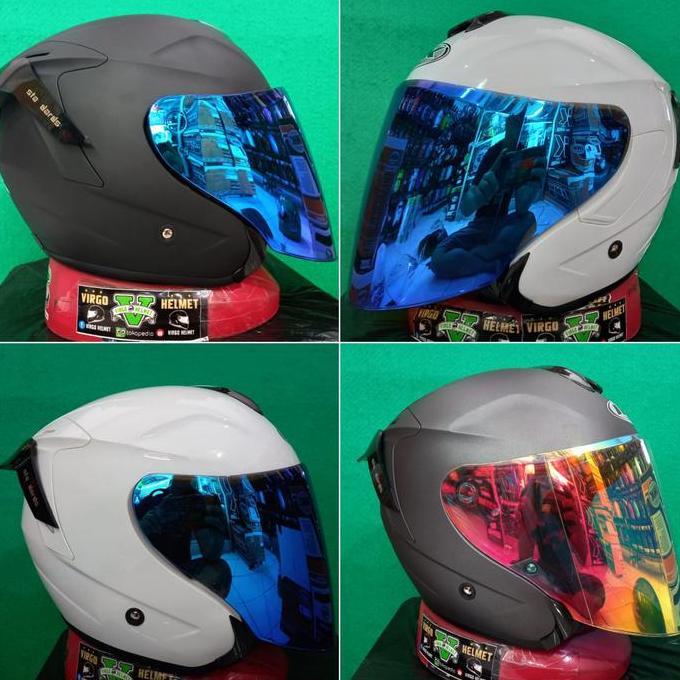 HELM INK DYNAMIC SOLID WHITE + VISOR IRIDIUM + SPOILER PAKET GANTENG