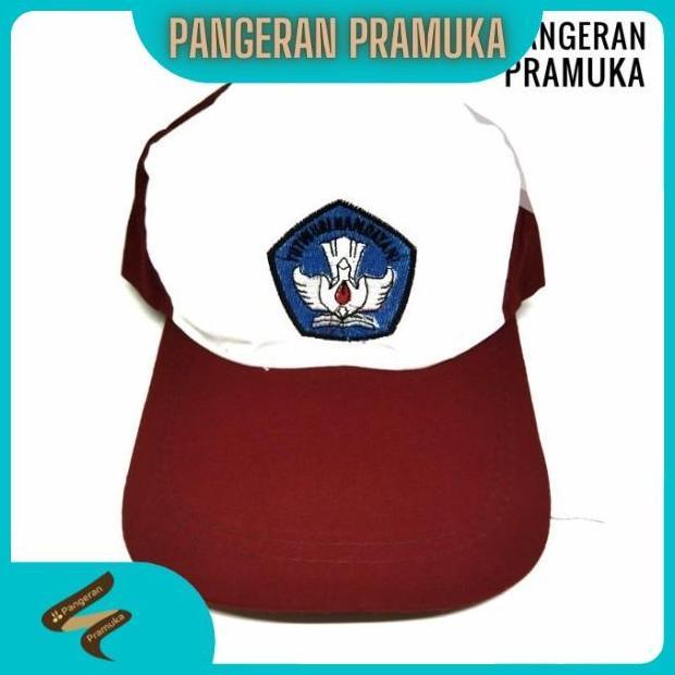 Topi Sd merah putih bordir biru tutwuri